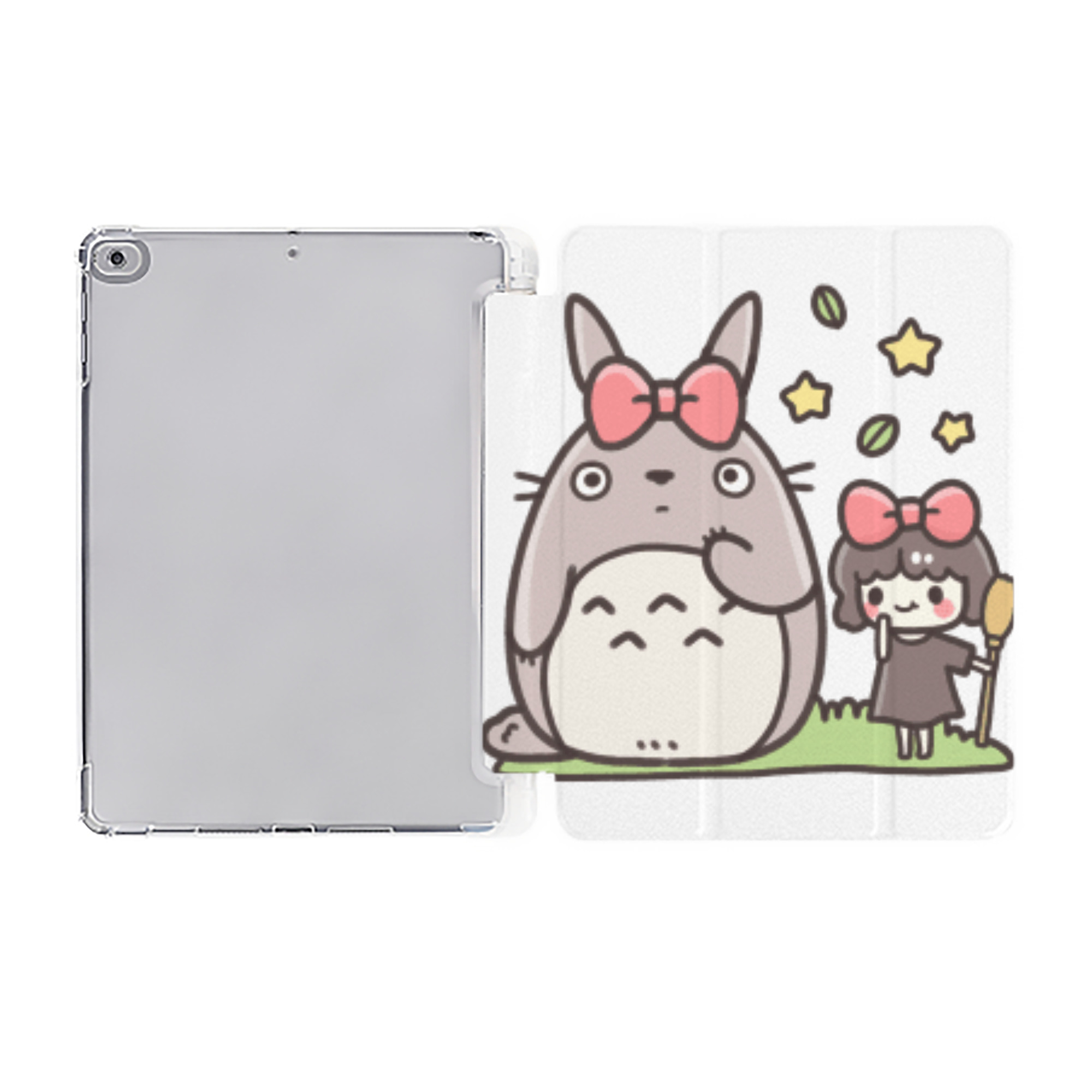 （画像用） となりのトトロ 草壁メイ 草壁サツキ My Neighbor Totoro Satsuki Kusakabe Mei Kusakabe IPad ケース ペン収納付き 三つ折りスタンド PUレザー×シリコン 対応機種9.5/10.5/10.9インチ